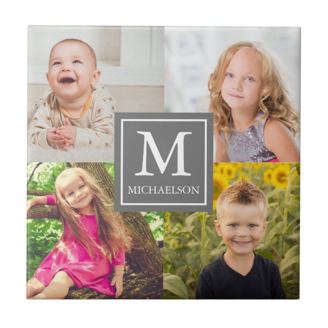 Family Photo Collage Ceramic Tile (Front)
