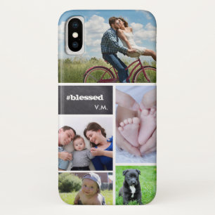 Family photo Collage Chalkboard blessed iPhone X Case
