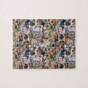 Family Photo Collage Custom 24 Pic Jigsaw Shape Puzzle