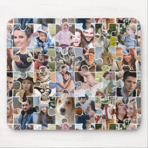 Family Photo Collage Custom 24 Pic Puzzle Shape Mouse Pad