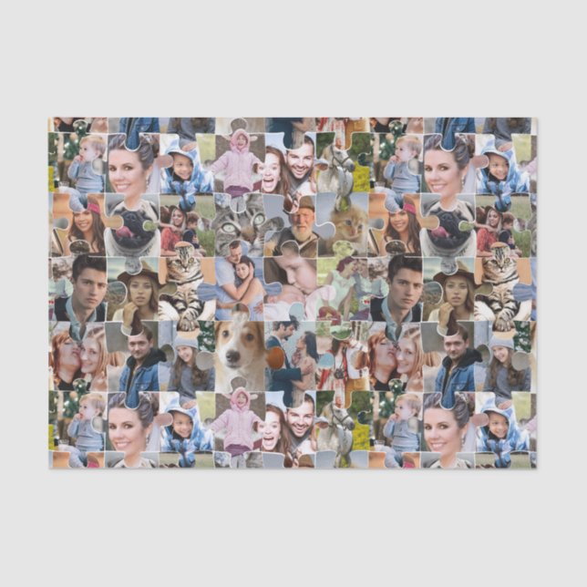 Family Photo Collage Custom 24 Pic Puzzle Shape Tissue Paper (Front)
