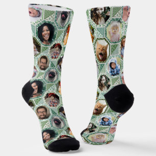 Family Photo Collage Easy Green Quilt Look 12 Pics Socks