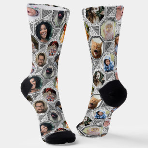 Family Photo Collage Easy Grey Quilt Look 12 Pics Socks