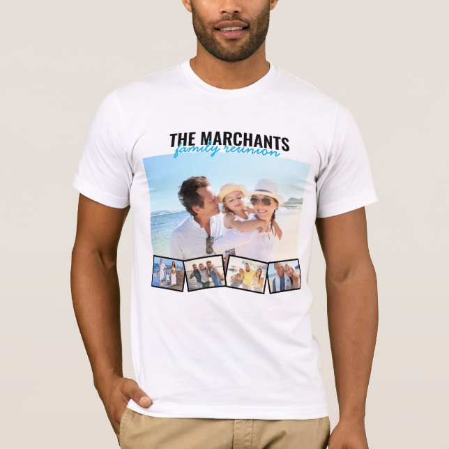 Family Photo Collage Editable Reunion Personalised T-Shirt (Front)
