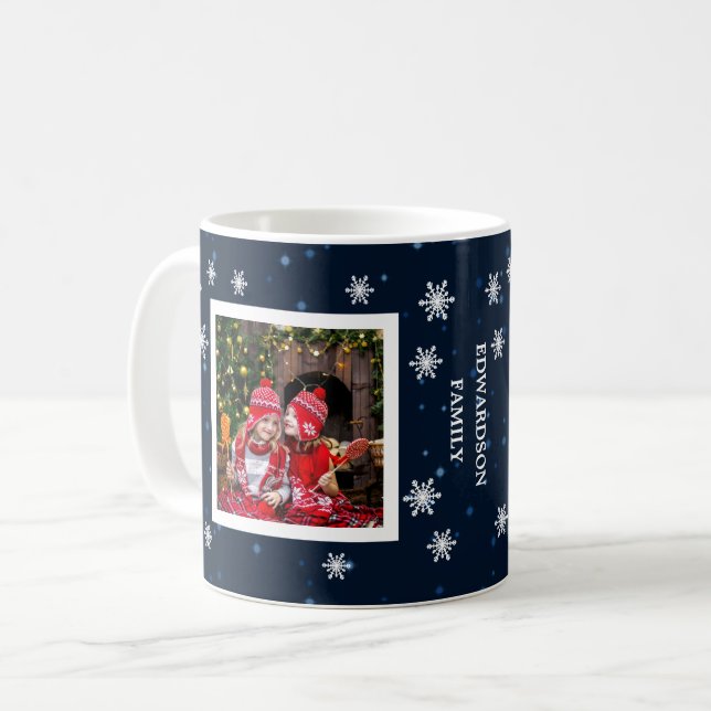 Family photo collage family name blue sky stars coffee mug (Front Left)