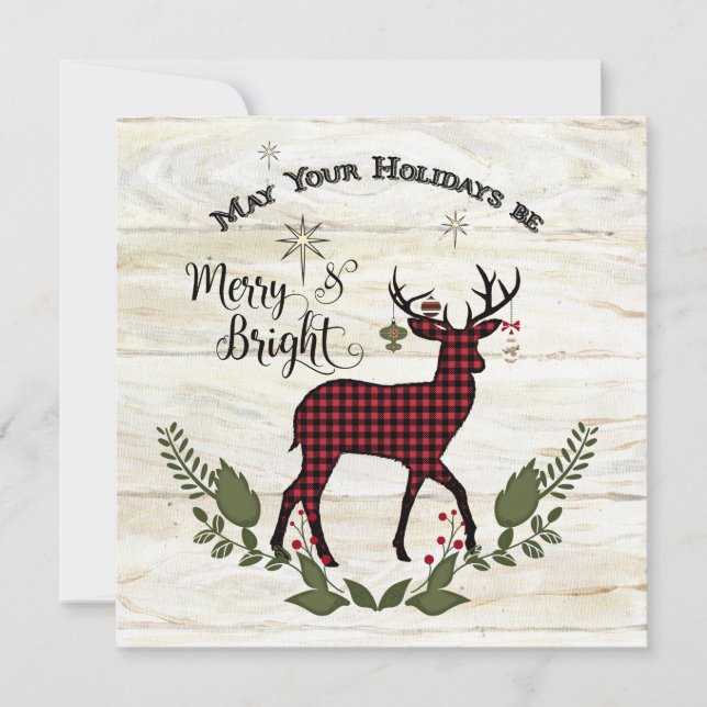 Family Photo Collage Farmhouse Christmas Wreath Holiday Card (Front)