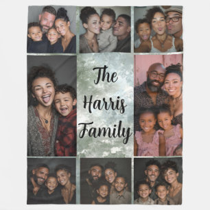 Family Photo Collage Fleece Blanket