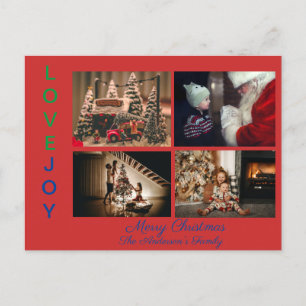 Family Photo Collage Four Photos Merry Christmas P Postcard