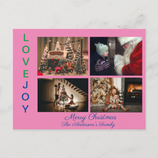Family Photo Collage Four Photos Merry Christmas P Postcard