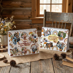 Family Photo Collage Fun Modern Terracotta  Calendar