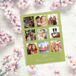 Family photo collage green name script 2025 planner<br><div class="desc">Make your own unique family photo collage as a gift for your mom, wife or yourself. Use four, 9 of your favorite photos of your family, friends, dream travel destination or pet! Personalize and add a name and a year. The name is written with a modern hand lettered style script....</div>