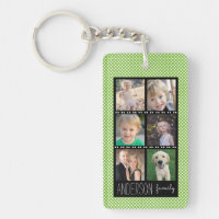 Family Photo Collage Green White Dots Personalised