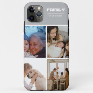 Family Photo Collage Grey 4 Picture iPhone 11 Pro Max Case
