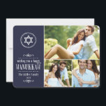 Family Photo Collage Hanukkah Card<br><div class="desc">Cute modern Hanukkah holiday photo card design features a photo collage with space for three of your family photos with a Star of David and sketched details for a handmade feel. Handwriting typography reads Wishing you a happy Hanukkah. Personalise the design with your family's name and the year. Click the...</div>
