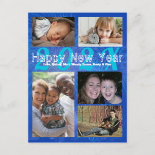 Family Photo Collage Happy New Year Greeting Postc Postcard