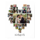Family Photo Collage Heart 25 Pictures Name White