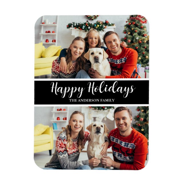 Family Photo Collage  Holiday Postcard Magnet (Vertical)