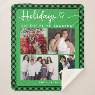 Family Photo Collage Holiday Sherpa Blanket