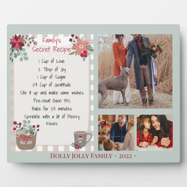Family Photo Collage Keepsake Recipe Holiday  Plaque (Front)