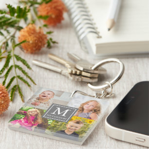 Family Photo Collage Key Ring