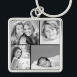 Family Photo Collage Key Ring<br><div class="desc">Beautiful personalised keychain with 4 of your custom family photos arranged in a square grid photo collage. Add your favourite family photos and create a beautiful keepsake canvas art print. Click Customise It to move photos around, add text, and customise fonts and colours. Great gift for family, friends, parents and...</div>