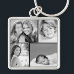 Family Photo Collage Key Ring<br><div class="desc">Beautiful personalised keychain with 4 of your custom family photos arranged in a square grid photo collage. Add your favourite family photos and create a beautiful keepsake canvas art print. Click Customise It to move photos around, add text, and customise fonts and colours. Great gift for family, friends, parents and...</div>
