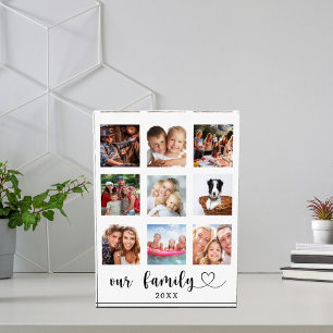Family photo collage love heart script clear block