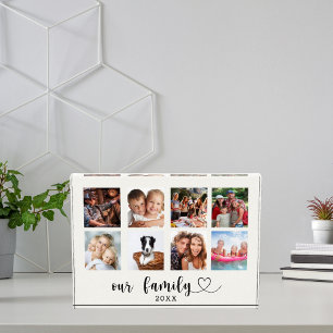 Family photo collage love heart script ivory