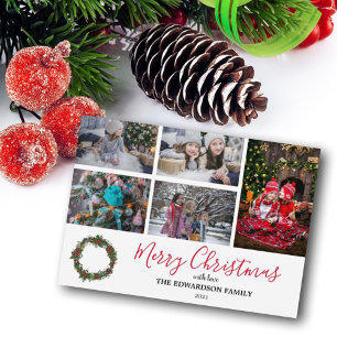 Family photo collage Merry Christmas Holiday Card