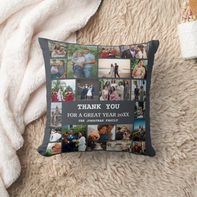 Family Photo Collage | Modern End Of Year Keepsake Cushion (Blanket)
