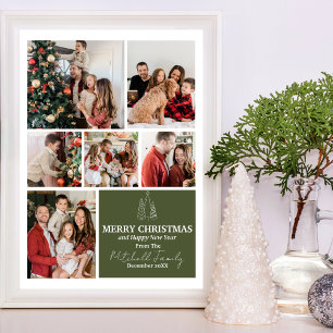 Family Photo Collage, Modern, Minimalist Christmas Holiday Card