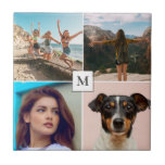 Family Photo Collage Monogram  Ceramic Tile<br><div class="desc">Beautiful custom photo tile for your home featuring four of your favourite family photographs and monogram.</div>