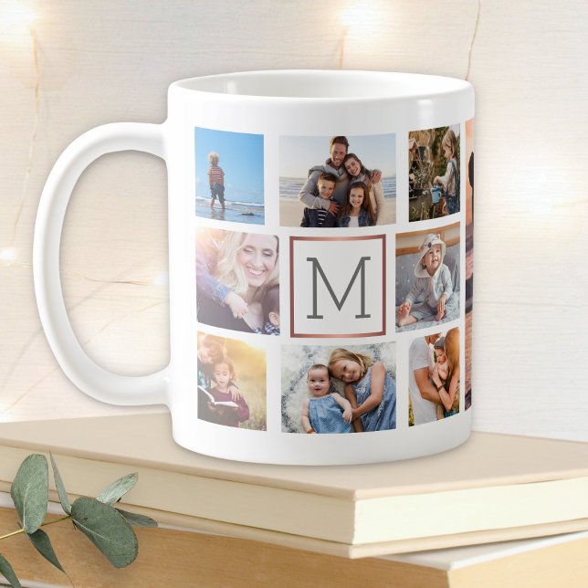 Family Photo Collage Monogram Coffee Mug (Creator Uploaded)