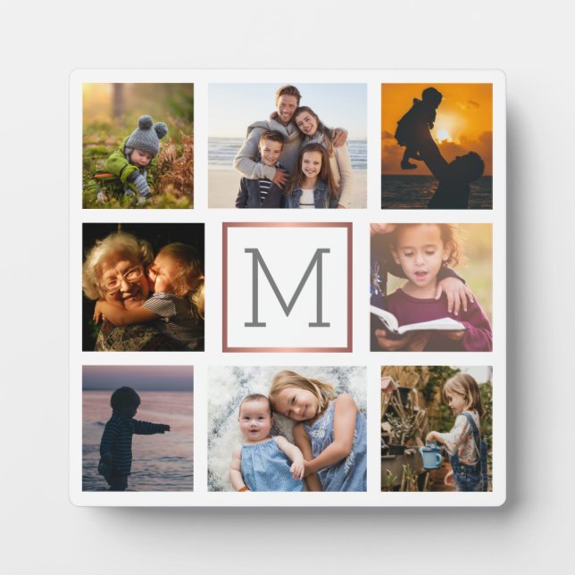 Family Photo Collage Monogram Plaque (Front)