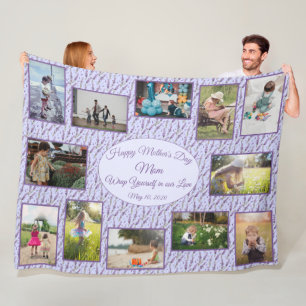 Family Photo Collage Mothers Day Template Fleece Blanket