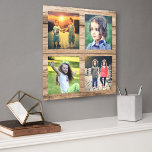 Family photo collage on rustic barn wood canvas photo tile<br><div class="desc">Family photo collage on rustic barn wood,  canvas art.
You can add your own photos to personalise.</div>