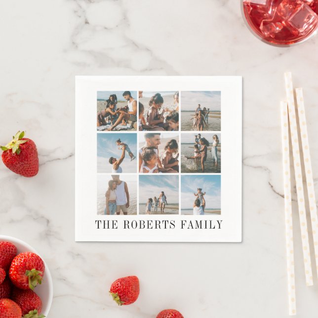 Family Photo Collage Peel And Stick Photo Tile Napkin (Insitu)