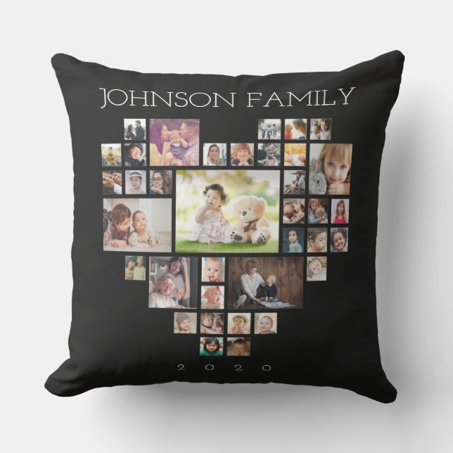 Family Photo Collage (Personalise Photo & Text) Cushion (Front)