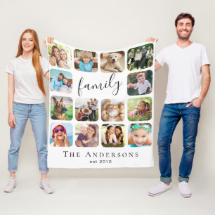 Family Photo Collage Personalised Fleece Blanket