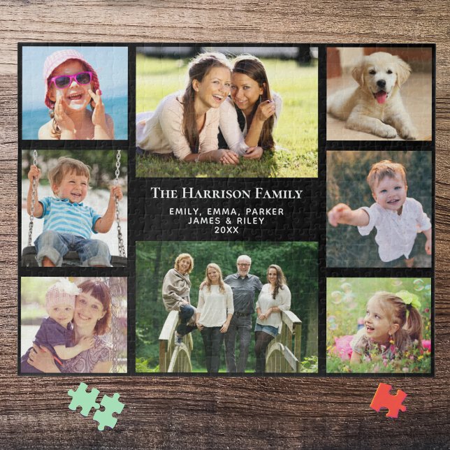 Family Photo Collage Personalized Black Jigsaw Puzzle (Creator Uploaded)