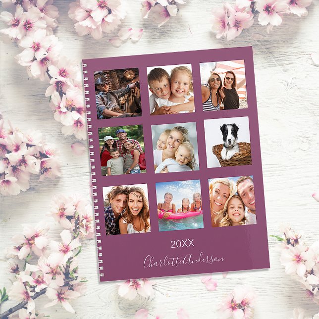 Family photo collage plum name script 2026 planner (Creator Uploaded)