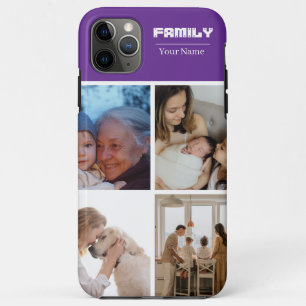 Family Photo Collage purple 4 Picture iPhone 11 Pro Max Case