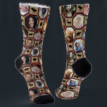 Family Photo Collage Red Black Buffalo Plaid Quilt Socks<br><div class="desc">Enjoy your family memories with these gorgeous photo collage crew socks. The design has the look of a rustic winter quilt. It includes red and black buffalo plaid borders around octagonal pictures, plus faux (printed) burlap and green and white trim. There are also small icons of bears, deer, moose, buffalo,...</div>