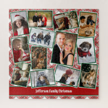 Family Photo Collage Red Green White Christmas