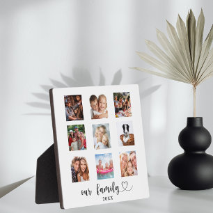 Family photo collage script heart plaque