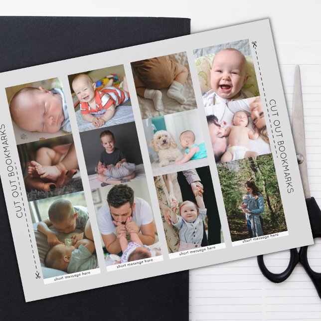 Family Photo Collage Set of 4 Bookmark Template  (Cut Your Own Photo Bookmarks with Text)