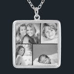 Family Photo Collage Silver Plated Necklace<br><div class="desc">Beautiful personalised necklace with 4 of your custom family photos arranged in a square grid photo collage. Add your favourite family photos and create a beautiful keepsake canvas art print. Click Customise It to move photos around, add text, and customise fonts and colours. Great gift for family, friends, parents and...</div>