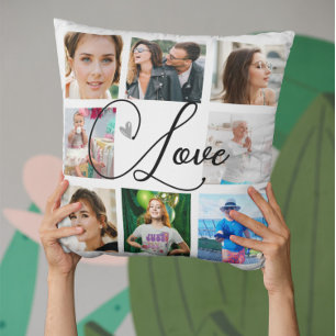 Family Photo Collage Simple Love  Cushion