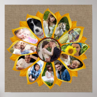 Family Photo Collage Sunflower Burlap 13 Pics Easy