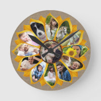 Family Photo Collage Sunflower Burlap 13 Pics Easy